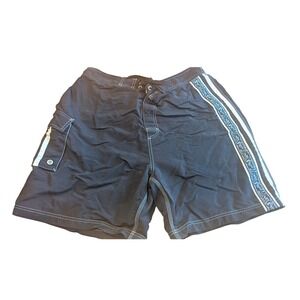 Winners Competition Grade Black‎ Board Shorts Mens XL Tribal Stripe Cargo Pocket